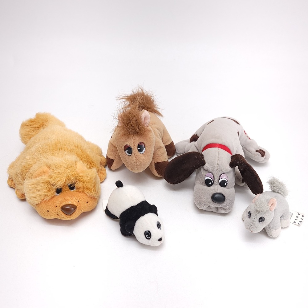 Vintage Pound Puppies Plush Lot Tonka Galoob Dog Panda Horse 5pc Mixed Set